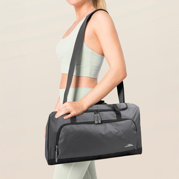 24 Inch Men & Women Grey Lightweight Canvas Duffle Gym Sports Equipment Bags - Picture 6 of 9